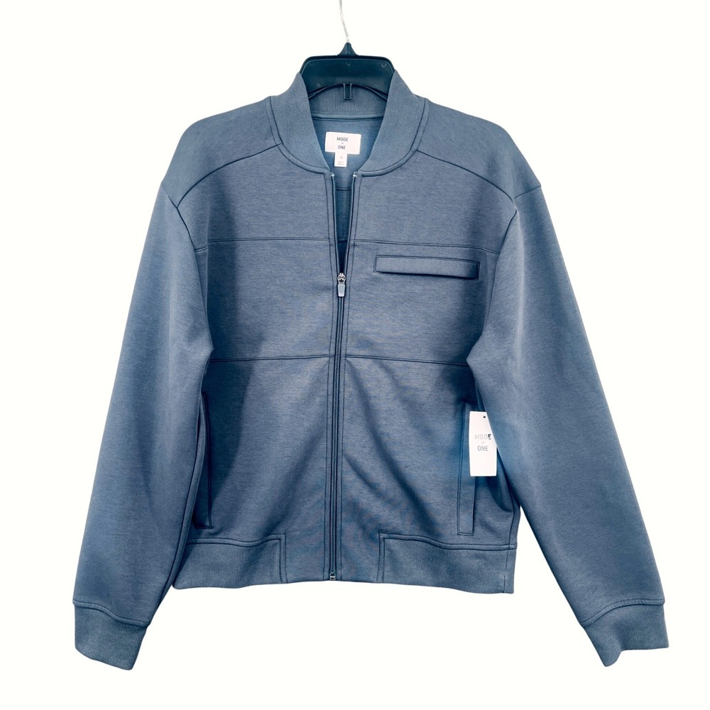 Mode of One Mens Fleece Wall Bomber Track‎ Jacket Ebony Grey S NWT